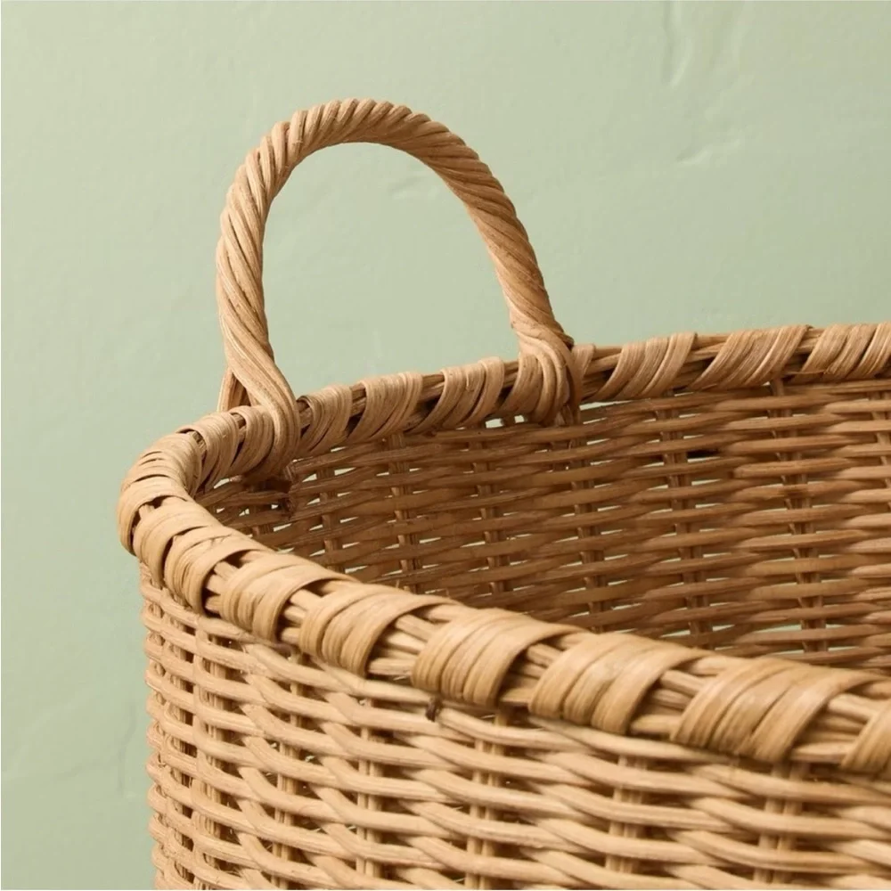 Large Round Woven Rattan Storage Basket with Handles - Hearth & Hand Magnolia